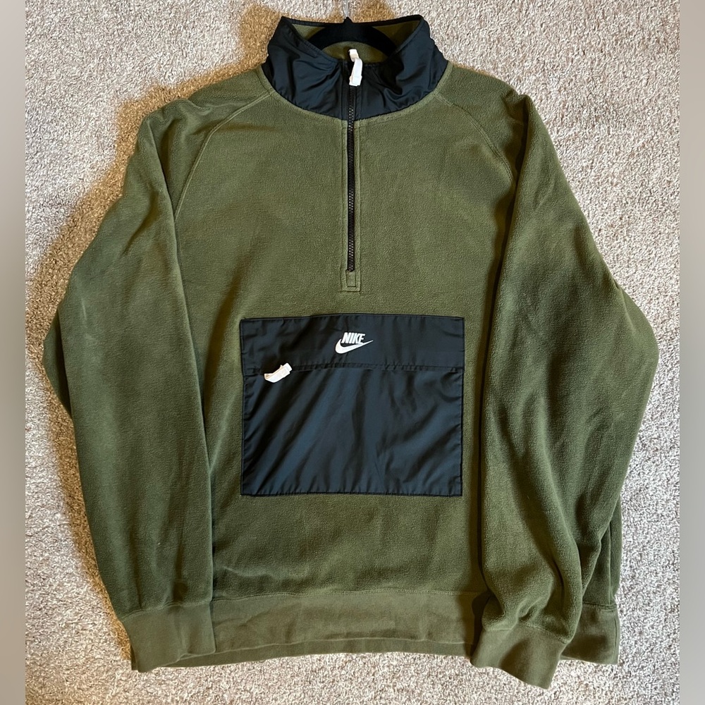 Nike Fleece 1/4 Zip Pullover, Men’s XL, Olive Green